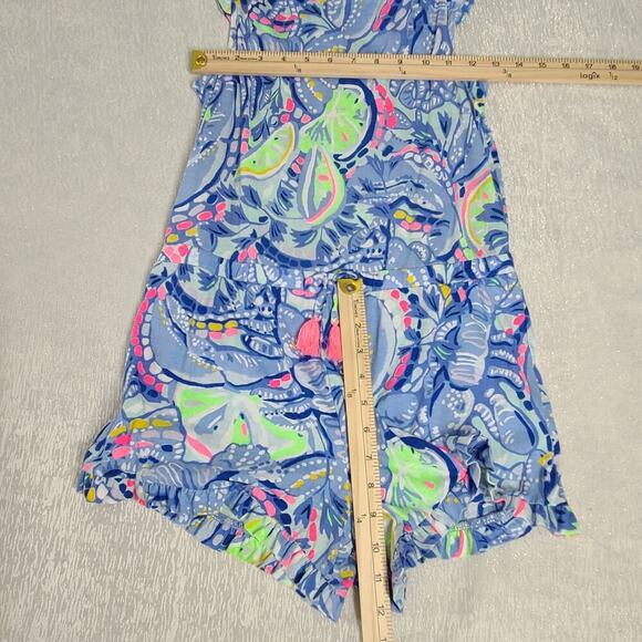 Lilly Pulitzer Oh My Guava blue girls romper Size XL (12-14) beachy resort wear - Picture 5 of 8